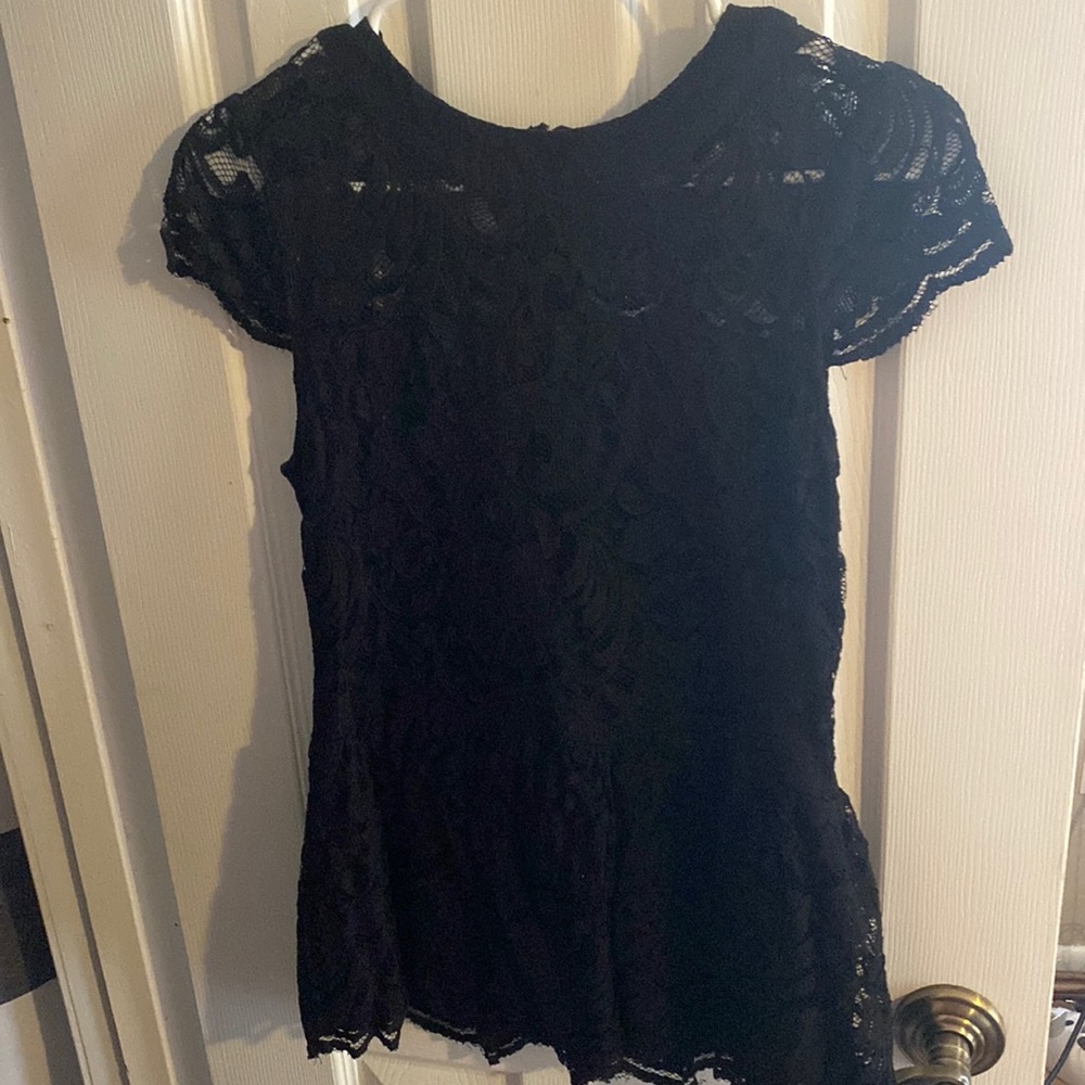 Black lace peplum